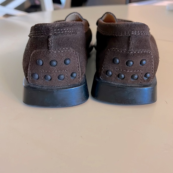 TOD'S DRIVING SHOES BROWN SUEDE Leather SIZE 5.5 Loafers Square Toe - Picture 5 of 11